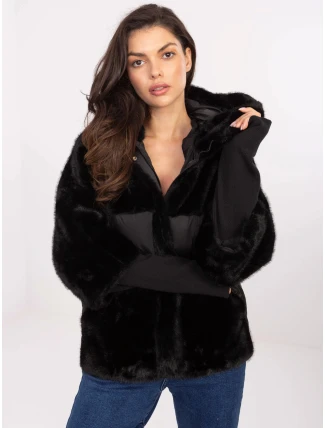 Čierna voľná bunda z rôznych materiálov (WJ218) Čierna voľná bunda z rôznych materiálov (WJ218)