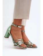 Sandały Na Słupku Z Paseczkami Zielone Enitia
