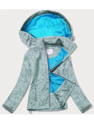 Šedo-svetlo modrá dámska športová bunda typu "softshell" (DW-21605)