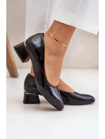 Skórzane Czółenka Lewski 3118 Czarne