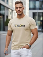 Pánske bavlnené tričko so streetwearovou potlačou béžovej farby FashionStreet NX0145R