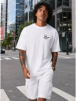 Pánske bavlnené tričko nadrozmernej veľkosti s bielou potlačou FashionStreet NX4003R Pánske bavlnené tričko nadrozmernej veľkosti s bielou potlačou FashionStreet NX4003R