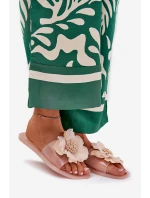 Transparentne Płaskie Klapki Damskie Ze Sztucznym Kwiatem Nude Vobetta