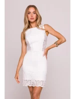 M864 Mini šaty s čipkovanými panelmi - ecru