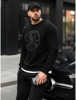 Pánska mikina s potlačou čierna FashionStreet BX5948 Pánska mikina s potlačou čierna FashionStreet BX5948