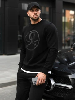 Pánska mikina s potlačou čierna FashionStreet BX5948
