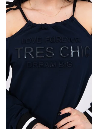 Šaty Tres Chic v tmavo modrej farbe