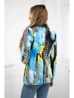 Bavlnená bunda s potlačou a gombíkom modrá