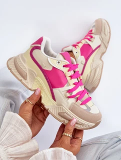 Snekersy Damskie Na Grubej Podeszwie Fuksja Peonema