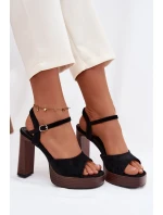 Dámské sandály na podpatku a platformě z eko semiše Černé Gralisse