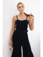 Skladaný overal s ramienkami námornícka modrá