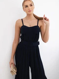 Skladaný overal s ramienkami námornícka modrá