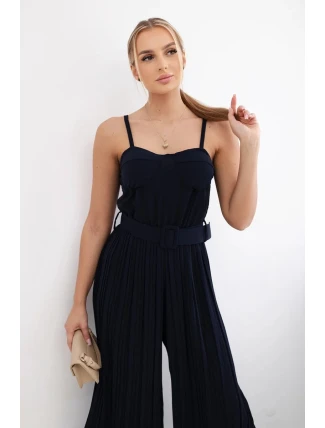 Skladaný overal s ramienkami námornícka modrá