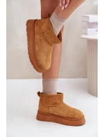 Niskie Śniegowce Damskie Na Platformie Ocieplane Futerkiem Camel Saldren Niskie Śniegowce Damskie Na Platformie Ocieplane Futerkiem Camel Saldren