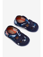 Kapcie Milami Dziecięce Na Rzepy W Piłki Granatowe Reathiana