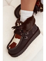 Śniegowce Damskie Z Naturalnego Zamszu Łaty D.Franklin DFSH375008 Czekoladowe