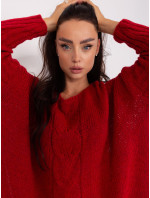 Tmavo červený nadrozmerný pletený sveter OCH BELLA
