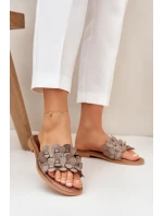 Dámske ploché papuče na podpätku 40381 Taupe - Zazoo