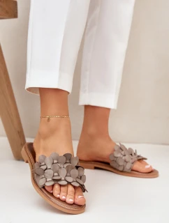 Dámske ploché papuče na podpätku 40381 Taupe - Zazoo