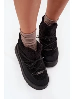 Dámske snežnice na platforme s kožušinou (jahňacie) Big Star - čierne