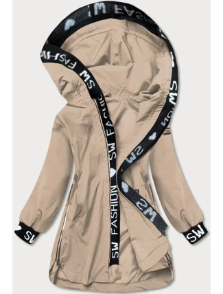 Jednoduchá béžová dámska bunda (B8018-12)