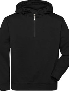 Daiber JN 839 Pracovná mikina z bio bavlny, s kapucňou, zips „1/4“ 02.0839 čierna