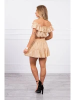 Vyšívaná súprava s bodkovanou blúzkou béžovej farby