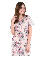Dámska nočná košeľa 351/024 béžová s kvetmi - Karol