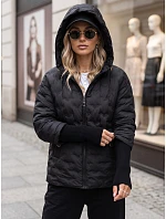 Dámska prešívaná bunda s kapucňou, čierna, FashionStreet TY5871 Dámska prešívaná bunda s kapucňou, čierna, FashionStreet TY5871