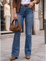 Dámske džínsy so rozšírenými nohavicami a opaskom, modré, FashionStreet UY3132 Dámske džínsy so rozšírenými nohavicami a opaskom, modré, FashionStreet UY3132