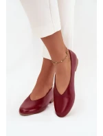 Baleriny Damskie Z Eko Skóry Na Płaskim Obcasie Bordowe Olyssia