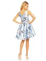 Dámske šaty bez rukávov s potlačou kvetín stredne dlhé modré - Modrá / L - shown Dámske šaty bez rukávov s potlačou kvetín stredne dlhé modré - Modrá / L - shown