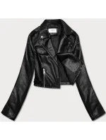 Krátka čierna bunda s golierom (11Z8039)