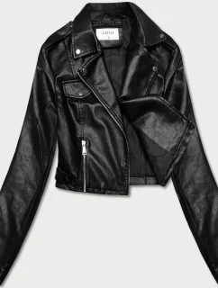 Krátka bunda s golierom čierna (11Z8039)