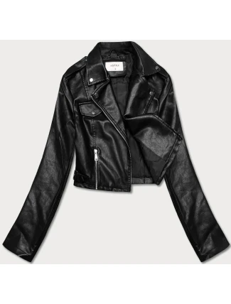 Krátka čierna bunda s golierom (11Z8039)