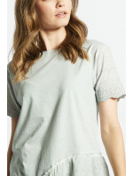 Bavlnené dámske tričko Monnari s prelamovanými volánikmi Grey