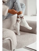 Dámske froté ponožky s bodkovanou mašľou - ecru Dámske froté ponožky s bodkovanou mašľou - ecru