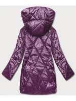 Tmavo fialová dámska bunda s ozdobnou kapucňou (B8126-71) Tmavo fialová dámska bunda s ozdobnou kapucňou (B8126-71)