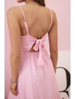 Dámske šaty bez ramienok s rozšírenou spodnou časťou svetloružové