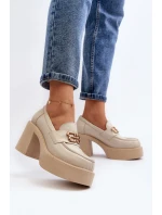 Zazoo 20170 Dámske kožené topánky na podpätku light beige Zazoo 20170 Dámske kožené topánky na podpätku light beige