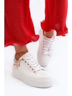 Sneakersy Damskie Na Platformie Z Zawieszkami Białe Tivissa