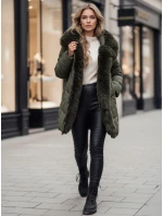 Dámska zimná bunda MORISIO dlhá prešívaná s kapucňou zelená FashionStreet TY4671z Dámska zimná bunda MORISIO dlhá prešívaná s kapucňou zelená FashionStreet TY4671z
