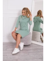 Šaty s kapucňou a vreckami tmavá mentolová