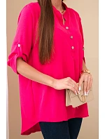Blúzka s predĺženým chrbtom fuchsiová