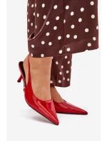 Lakierowane Czółenka Na Szpilce Z Odkrytą Piętą Czerwone Talira