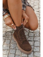 Zamszowe Botki Workery Damskie Sznurowane Big Star SS274792 Brązowe