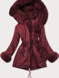 Bavlnená parka s kožušinou bordová (xw805x)
