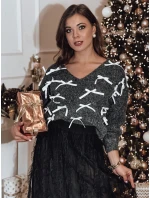 RIBBLOOM dámsky sveter s mašľami čierny FashionStreet MY2360 RIBBLOOM dámsky sveter s mašľami čierny FashionStreet MY2360