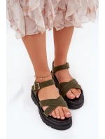 Sandały Damskie Na Platformie Z Eko Skóry Ciemnozielone Gevinniser