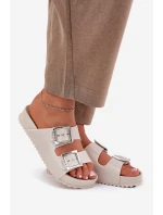 Pachnące Klapki Damskie Z Klamrami I Brokatem ZAXY RR285056 Beżowe